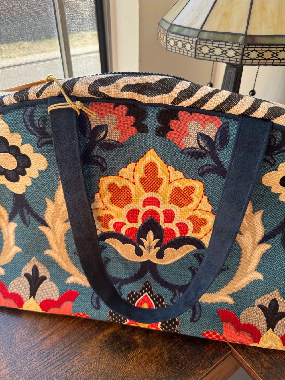 Atenti Blue Floral Patterned Travel Cosmetic Bag - Picture 6 of 9